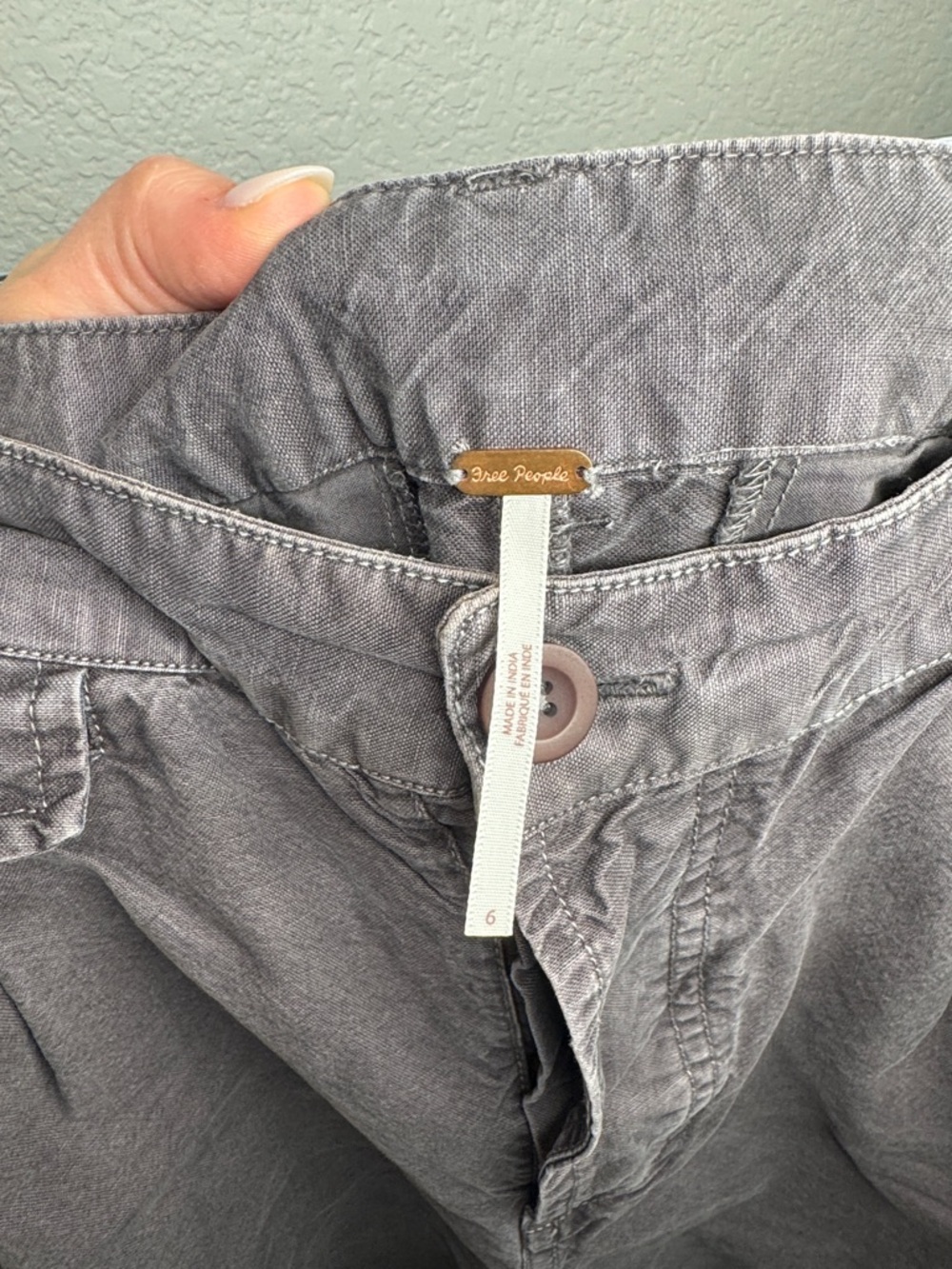 Free People High Street Trouser Shorts Storm Front Grey Sz 6 Wide Leg Loose Fit - Picture 5 of 6